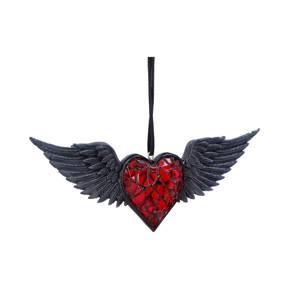Nemesis Now - Black Winged Heart Hanging Ornament Christmas bauble - Multicolours